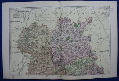 NORTH SHROPSHIRE, SHREWSBURY, MARKET DRAYTON, original antique map, Bacon, 1895 - Image 1 of 4
