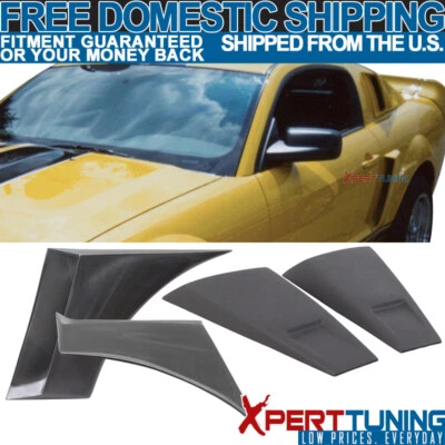Fits 05-09 Ford Mustang Side Air Vent Fender Scoops + Side Window Louvers - PU Foto 1 de 4