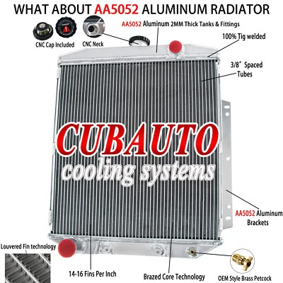 3-Row Radiator For 1954 1955 1956 Ford Country Squire/Sedan Fairlane Mainline V8 Foto 1 de 4