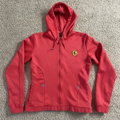 Chaqueta con Capucha Ferrari Vintage Cremallera Completa Roja Talla Mediana Hecha en Turquía Foto 1 de 4