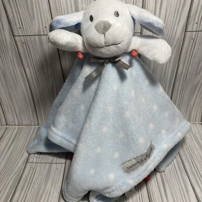 Blankets and Beyond Blue & White Dots Puppy Dog Lovey Plush Security Blanket Toy - Image 1 of 4