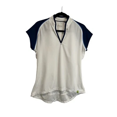 Camiseta deportiva de ciclismo Sugoi blanca azul marino manga corta cuarto cremallera para mujer talla XL Foto 1 de 4