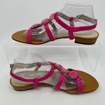 Eric Javits Size 10 Fuchsia Pink Braided & Embellished Sandals NIB - Image 1 of 4