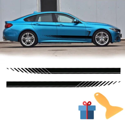 Pair Racing Plaid Side Door Fender Skirt Stripes Decal Sticker Sport Car Black - image 1 of 4