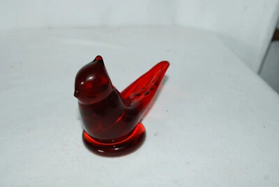 Vintage Ruby Red Art Glass Bird 1987 Cardinal Signed W. Ward - Image 1 of 4