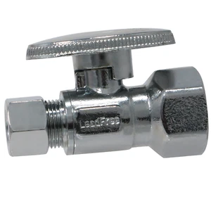 1 PC. 1/2" FIP X 3/8" OD 1/4 TURN COMPRESSION STRAIGHT STOP VALVE (LEAD FREE - Picture 1 of 6