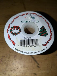 NEW Sealed-Commodore Mfg 2" Wide Red w/ Gold Wire Edge Ribbon Garland Spool - Picture 1 of 4