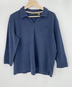 Eddie Bauer Women’s Collared Navy Blue Cotton Pullover Shirt Size XL