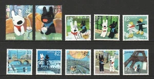 JAPAN 2019 GASPARD & LISA CHILDREN'S BOOK CHARACTERS 82 YEN SET 10 STAMPS USED - Picture 1 of 4