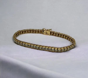 "Brazalete de tenis de plata de ley 925 con diamantes Vermeil de 7"" 6 mm D79" - Imagen 1 de 10