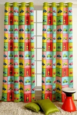 2 x DIGITALLY PRINTED CARS BABY/KIDS EYELET BLOCKOUT CURTAIN/DRAPE 122cm x 228cm - Image 1 of 3