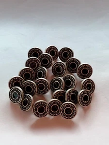24 Pewter Metal & Black Enamel Round Buttons, 1/2" New Old Stock - Picture 1 of 4