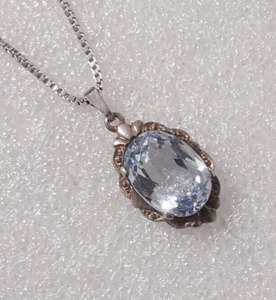 Antiker Anhänger aus 835 Silber mit Spinell-Stein & 835er Silberkette Collier - Picture 1 of 24