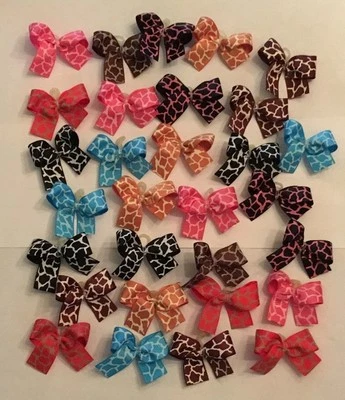 HANDMADE BY MYSELF IN THE USA 30 SM Cheetah print Dog bows Dog Grooming Bows Quality ribbons Handmade USA NEW