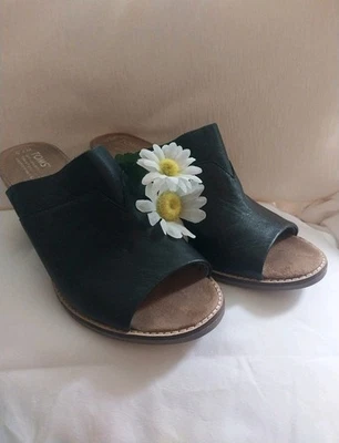 Toms Tacones Mujer 7.5 Mula Slides Bloques Cuero Negro Punta abierta Informal Comodidad Foto 1 de 4