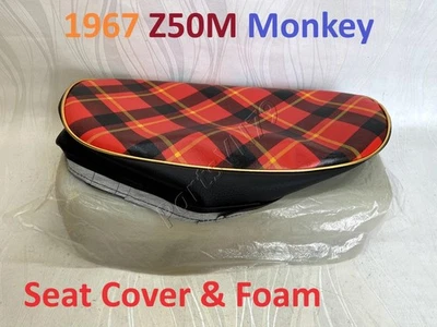 Honda Z50M 1967 cubierta de asiento y espuma. Cubierta de sillín Monkey Mini Trail Z50 M tartán. Foto 1 de 4