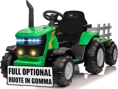 Trattore Elettrico per Bambini 12V con Rimorchio - Maxi Trattore Cavalcabile con - Immagine 1 di 4