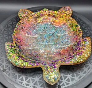 Schildkröte Acryl bunt mit Glitzer, Schmucktablett oder Dekoteller. 8x10 - Bild 1 von 8