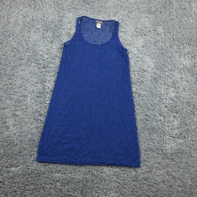 Vestido Tommy Bahama Para Mujer Pequeño Azul Encaje Superpuesto Sin Mangas Tanque Playa Encubrimiento Foto 1 de 4