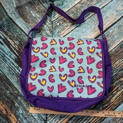 Dickies Vintage 90s Y2K Abstract Hearts Blue Messenger Bag Shoulder Tote Retro - Image 1 of 4