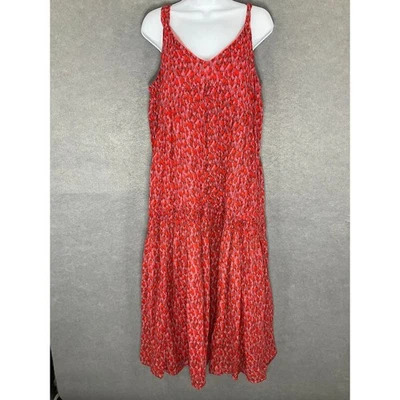 Vestido Joie Midi Sin Mangas Fluido Estampado Rojo en Niveles Talla M Resort Viaje Vacaciones Foto 1 de 4