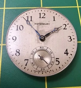 Vintage Waterbury Pocket Watch Movement For Parts Or Repair, SN 255961, 39mm Dia - Picture 1 of 4