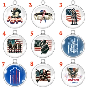 USA Veteran Charms - Lustiger Redneck Amerika Flagge Glas Anhänger Schmuck Handwerk - Bild 1 von 23