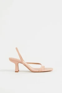 New H&M Ladies Beige Pink Strappy Heeled Sandals Shoes Size UK 6 Eu 39 RRP £30 - Picture 1 of 5