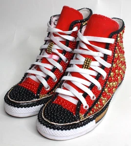 NFL San Francisco 49ers ~ Custom Converse All Stars Canvas Sneakers Size 6 - Picture 1 of 9