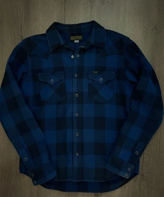 Iron Heart Flannel Shirt Western XL Blue RRL Visvim Japan 1. Hand Like-new! - Bild 1 von 4