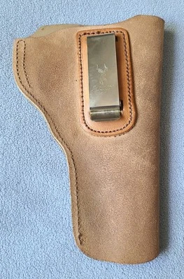 Safariland Suede Tan Soft Leather IWB Concealed Revolver 4" Barrel Holster USA - Image 1 of 4