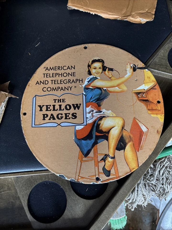 Vintage 12” Porcelain Sign - “THE YELLOW PAGES” - Image 1 of 1