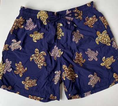 $795 VILEBREQUIN Mistral Bordado Tortugas Azul Dorado Bañador Pantalones Cortos Grandes - Imagen 1 de 4