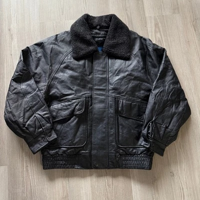 Мужская Towncraft черной кожи молнии полета Bomber куртка пальто Sz средний винтажный - Изображение 1 из 4