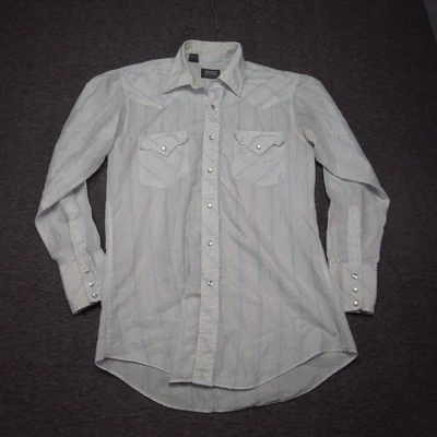 Vintage Fenton Pearl Snap Shirt Mens Medium Western Extra Long Tails Retro - Image 1 of 4