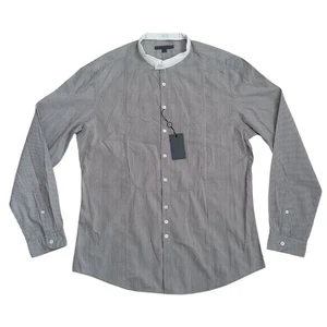 John Varvatos Striped Shirt Brown Cotton Bib Front Size Mens XL Brand New - Picture 1 of 13