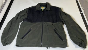 Cabela's Nylon Fleece Zip Coat Jacket Black Hunter Green Size Medium Camping - Picture 1 of 16