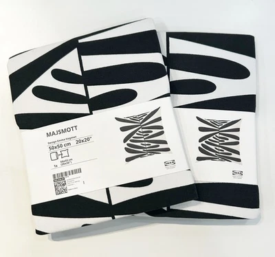 Ikea MAJSMOTT Cushion cover, off-white/black 20x20 " 305.634.37 (2 Pack) - NEW - Image 1 of 2