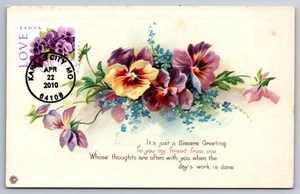 #4450 Love, Pansies in a Basket FDC Maxi Card on Vintage Postcard - Picture 1 of 2