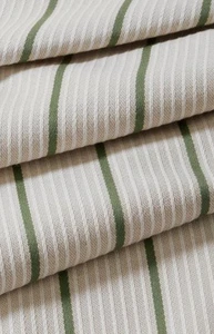 John Lewis Recycled Ticking Stripe Fabric Sage Green 1.20m length x 1.40m wide - Picture 1 of 3