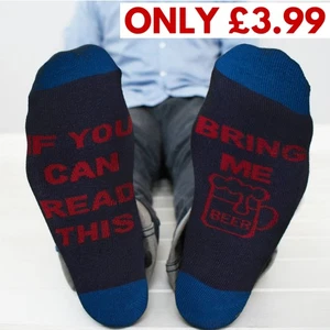 Calcetines para hombre con lema crew suela de cerveza texto azul marino talla media pantorrilla Reino Unido 6-11 - Imagen 1 de 3