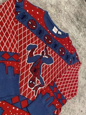 Suéter Marvel Spiderman Niños L Rojo Azul Feo Navidad Vacaciones Foto 1 de 4