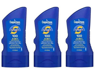 Loción protectora solar deportiva Coppertone Performance FPS 100, 3 fl. Oz. - Pack de 3 Foto 1 de 4