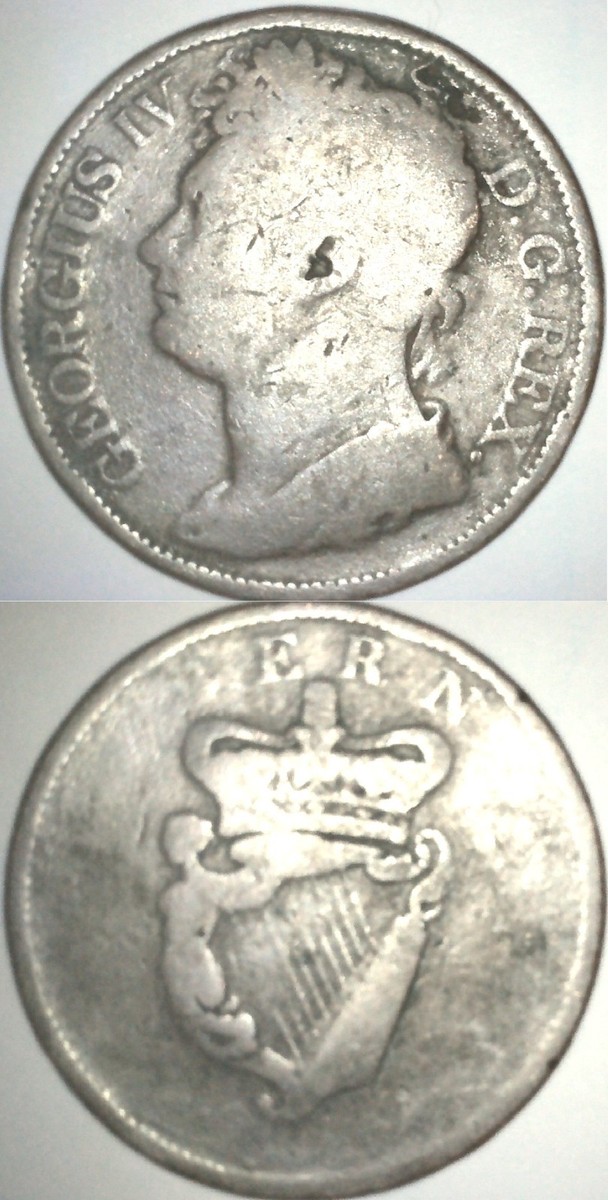 アイルランド　1/2ペニー銅貨　ジョージ4世（1823年）NGC VF イギリス ジョージ4世 1820年 1/2クラウン REEDED EDGE 銀貨 NGC