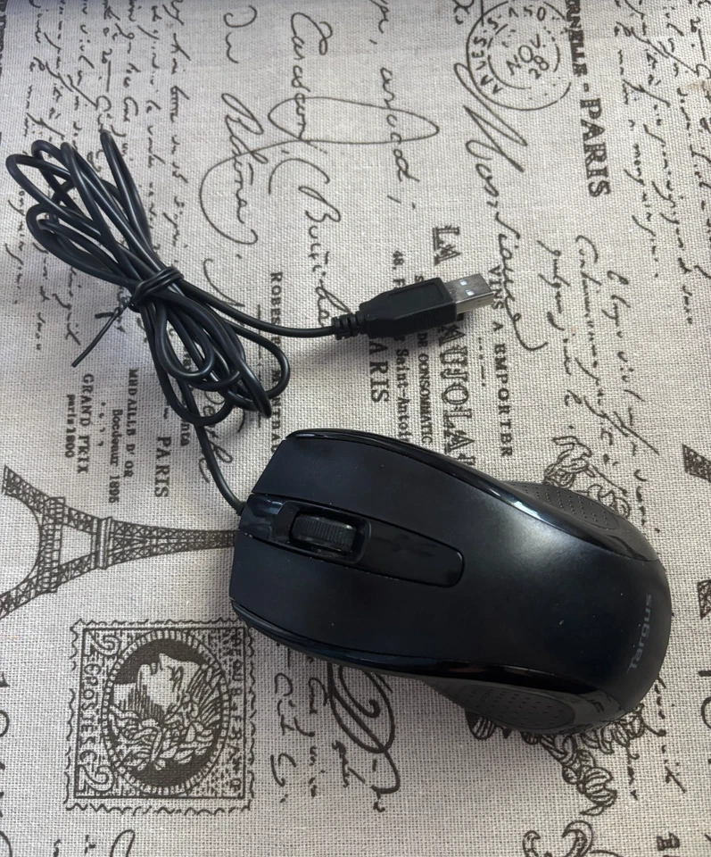 Targus Optical Wired Mouse Black Model AMU660 - Tested - Works - Image 1 of 2