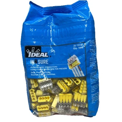Conector de cable de 4 puertos In-Sure amarillo push-in paquete de 100 20-12 AWG eléctrico Foto 1 de 4