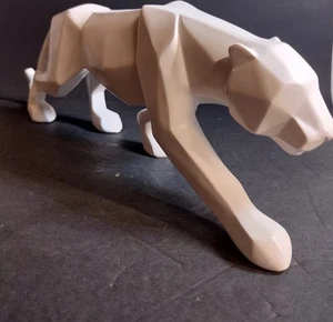 Sleek Modern Abstract Leopard Statue Geometric Big Cat 17" - Picture 1 of 14