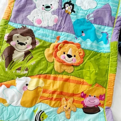 Manta edredón reversible vintage Fisher Price Precious Planet cuna bebé Foto 1 de 4