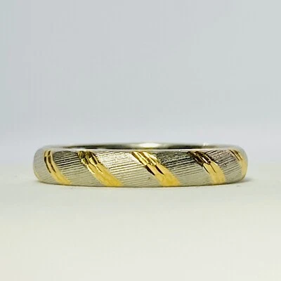 Japan 18K Yellow Gold 900 Platinum 3mm Size 6.75 Band Ring 3.2g - Image 1 of 4