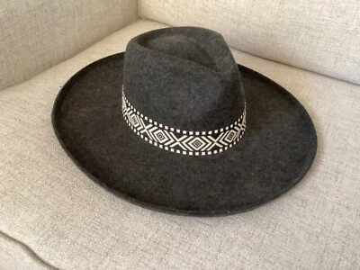 Olive & Pique 100% Wool Banded Rancher Charcoal Gray Adjustable Band Hat - Image 1 of 4